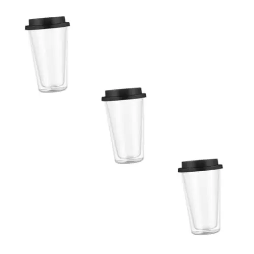 Produktbild: MAGICLULU 3 Stück Isolierte Kaffeebecher Latte Becher Mit Deckel Milchbecher Wasserbecher Bierbecher Wiederverwendbare Kaffeebecher Eiskaffeebecher Macchiato Becher Saftbecher