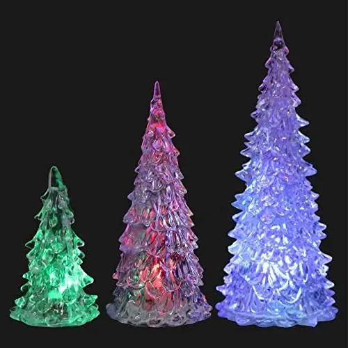 Produktbild: MAGICLULU 3 Stück Mini Leuchtender Weihnachtsbaum Aus Acryl Mit Led-Weihnachtsbaum Mini-Weihnachtsbaum Aus Acryl Mit Led-Weihnachtsbaumlichtern Für Tischdekoration