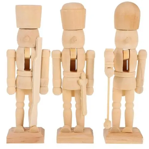 Produktbild: MAGICLULU 3 Stück Weihnachts-Nussknacker Aus Holz Unvollendet Nussknacker Aus Holz Zum Bemalen Unbemalter Nussknacker Für Weihnachtsdekoration DIY-Bastelarbeiten