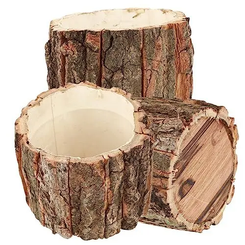 Produktbild: MAGICLULU 3st Blumenkübel Pflanzgefäße Aus Holz Für Den Garten Pflanzenvasenbehälter Topf Für Pflanzen Im Innenbereich Vase Aus Holzrinde Kaktuspflanze Bonsai Baumpflanzer Baumstumpf Hölzern
