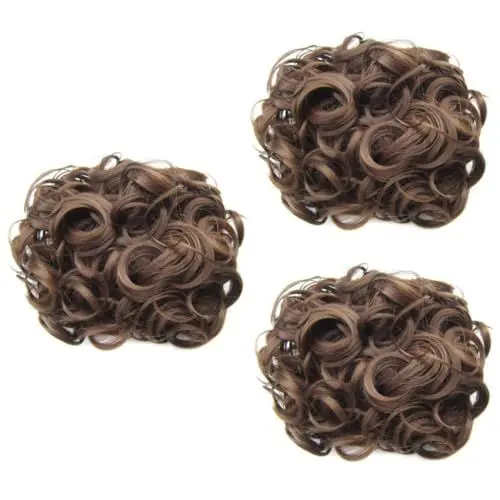 Produktbild: MAGICLULU 3-teiliges Elegantes Echthaar-perücke Für Frauen Kurze Perücke Cosplay Kurze Haare Perücke Gewelltes Haar