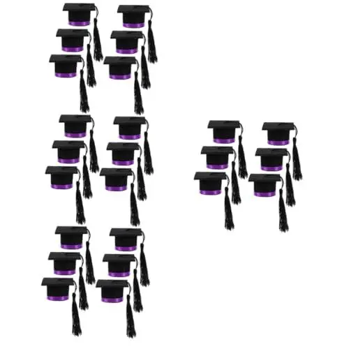 Produktbild: MAGICLULU 4 Sätze Mini-arztmütze Mini-abschlusskappe Abschlussfeier Liefert Abschlusshut Flaschendeckel Abschlusshut Glas Topper Weinflaschenabdeckung Filzstoff Violett 6 Stück * 4