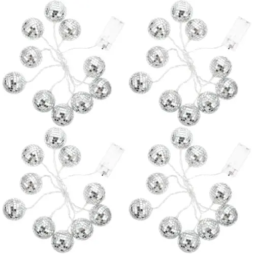 Produktbild: MAGICLULU 4 Sätze Saite Discokugel Mini-Disco-Kugel Disco-Licht Dekor Wohnkultur Party-Hängeleuchten LED Lichter Weihnachten Leuchter Ornament Laternenpfahl schmücken Glas
