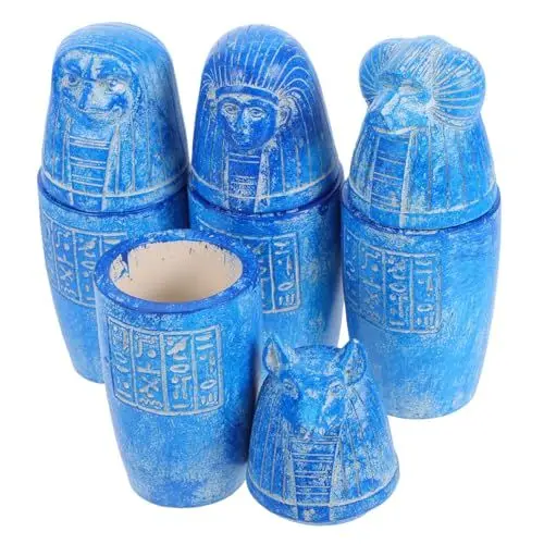 Produktbild: MAGICLULU 4 Stück Ägyptisches Kanopen Aus Kunstharz Historische Dekoration Söhne des Horus Figuren Kunstvoll Gestaltete Skulpturen Für Sammler Und Liebhaber Antiker Kultur