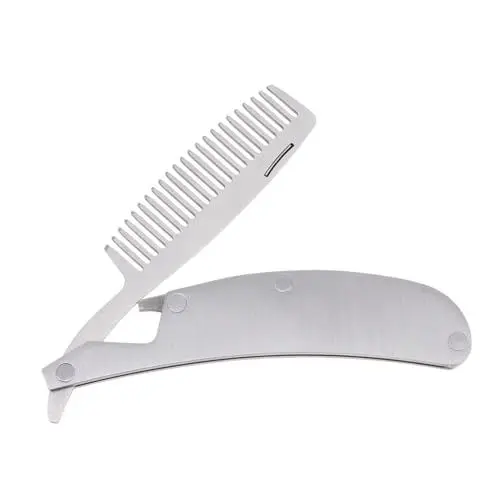Produktbild: MAGICLULU 4 Stück Klappkamm Bartformung Männer Kämmen Schnurrbart-stylingkamm Bartkamm Gut Friseurkämme Taschenhaarkamm Faltkamm Haltbarer Kamm Mann Stillkamm Rostfreier Stahl Antistatisch