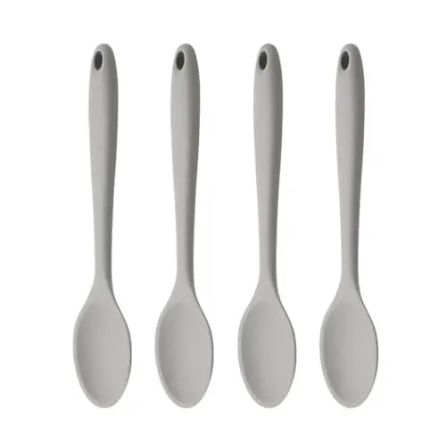 Produktbild: MAGICLULU 4 Stück Löffel aus Silikon kinder löffel kinderlöffel rutschfester greifdorn greyb Non- Stick- Mischl?ffel Honigl?ffel Mehrzweck Esslöffel Brühe Kaffeelöffel Vorspeise Kieselgel