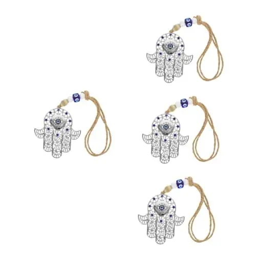 Produktbild: MAGICLULU 4 Stück Palmenanhänger Zubehör Evil Eye Anhänger Brillenhalter Schmuck Bausätze Auto Hängender Böser Blick Blau Sonnenbrillenkette Auge Glockenspiel Perlen Zinklegierung