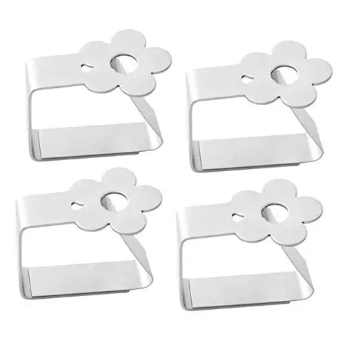 Produktbild: MAGICLULU 4 Stück stainless steel inoxlm tischdecke klammer Tischdeckenclips aus Metall Tischdecke klemme halter Esstisch Stoffclip Schreibtischklemme Tischdeckenklammer Picknicktisch