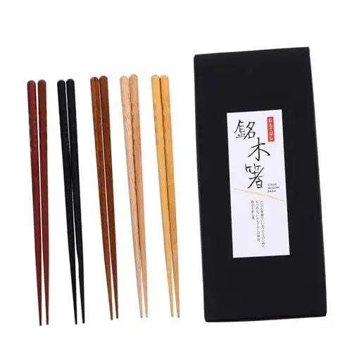 Produktbild: MAGICLULU Essstäbchen Aus Hochwertigem Holzmaterial 5 Paar Japanischer Stil Nicht Glatt Leicht Zu Reinigen Geeignet Für Das Restaurant Zu Hause Zufälliger Stil