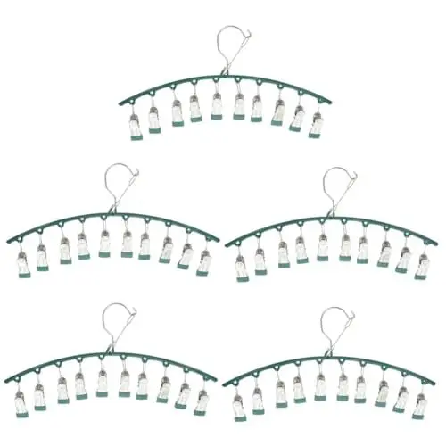 Produktbild: MAGICLULU 5st 10 Clips Wäscheständer Sockenständer Socke Hängen Kleiderbügel Aus Edelstahl Wäsche Socken Bügel Unterwäsche-Clip Kleiderschrank Hutständer PVC Hängende Klamotten