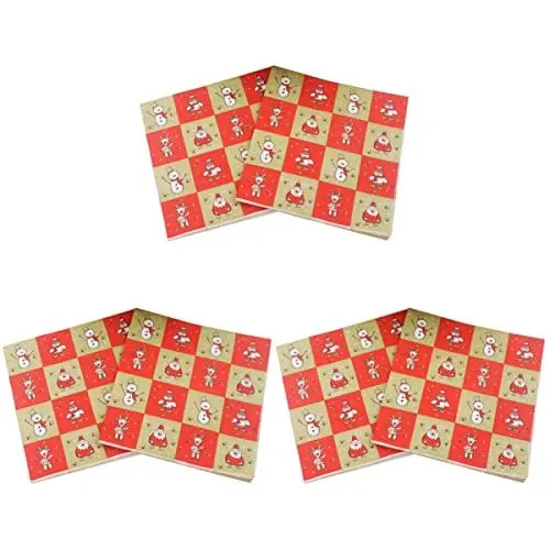 Produktbild: MAGICLULU 60 Stk bedruckte Weihnachtsservietten rote Servietten rote Cocktailservietten küchentücher Stoffservietten Servietten für Weihnachtsfeiern Drucken Papierserviette
