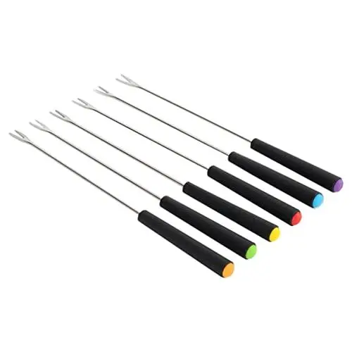 Produktbild: MAGICLULU 6St Käse-Frucht- Obstgabeln Mini Gabeln aus Metall Gabeln aus Edelstahl Exquisite Backzubehör drehen Grillgabel Holzspieß Salatgabel Vorspeise Rostfreier Stahl