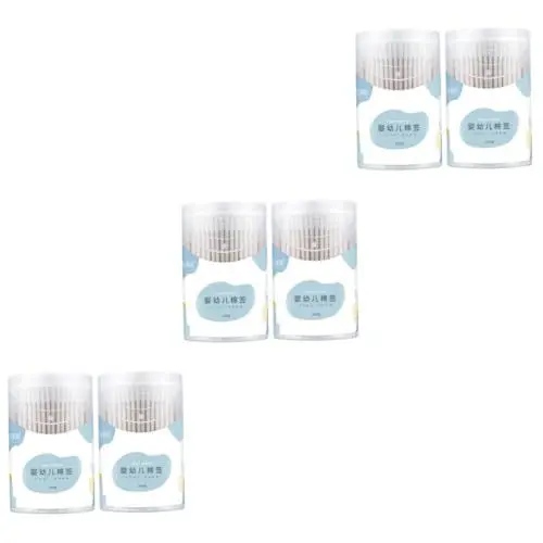 Produktbild: MAGICLULU 6 Kartons à 400 Stück -tupfer Make-up-applikatoren Aus Baumwolle Hygienischer Wattestäbchen Saubere Tupferstiele Nasenreinigungstupfer Stock Doppelkopf Papierstab Kind