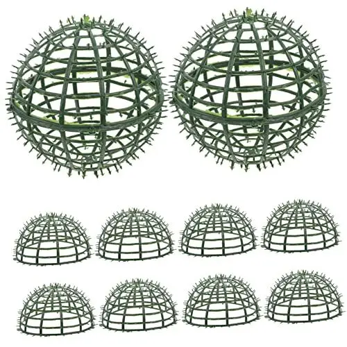 Produktbild: MAGICLULU 6st Blumenarrangement Grasballrahmen Künstliche Pflanzen Im Freien Kunstrasen-ballregal Dekorativer Blumenrahmen Künstlicher Kranz Grün 3D Plastik Hochzeit Zubehör