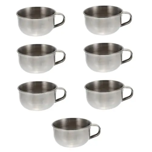 Produktbild: MAGICLULU 7 Stk Rasierseifenschale Seifenblasen Schale Rasierschale für Nassrasur langlebiges Rasiergefäß Edelstahl Seifenblasenschale Edelstahl Rasierschaum Sprudelschale mit Henkel