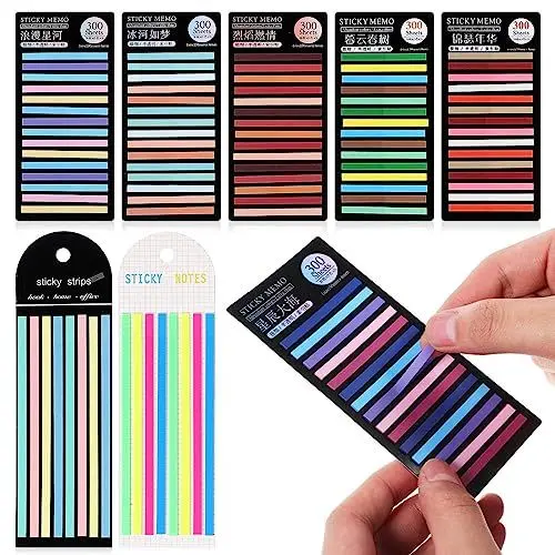 Produktbild: MAGICLULU 8 Packungen Seitenmarkierung Klebemarkierung Haftmarker Index Tabs Haftstreifen Pastell Klebezettel Dünn für Seitenmarkierung