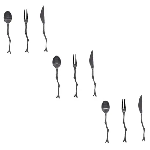 Produktbild: MAGICLULU 9 Stk Besteck Gerichte Servierlöffel aus Metall Edelstahllöffel Smoothie-Löffel Obst geschirrtuch Fruchtgabeln Löffel- -Kit konzentrieren einstellen Buttermesser Kaffeelöffel