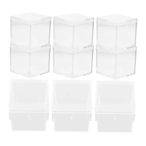 Produktbild: MAGICLULU 9er-box Kleine Durchsichtige Dose Klare Kästen Schachtel Behandeln Quadratische Süßigkeitenbox Bäckerei Kiste Schaukasten Für Puppen Klare Süßigkeitenschachtel Acryl Mit Deckel