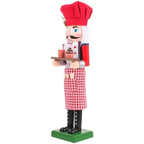 Produktbild: MAGICLULU Bäckerpuppe Bäcker Koch Weihnachtspuppen Figuren Puppen Piratenpapagei Halloween-nussknacker Traditionelle Nussknackerfiguren Lebkuchen Nussknacker Hölzern Kind Stoff Partybedarf