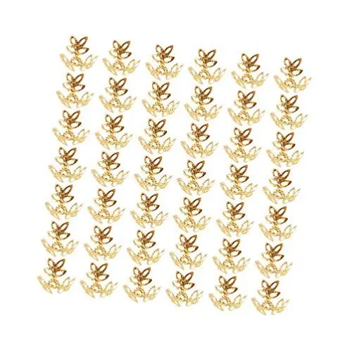 Produktbild: MAGICLULU Distanzperle 400 Stücke Blatt Ausgeh?hlt Ausgeh?hlt Zubeh?r Hund Rosa Rose Hund B? DIY Schmuckhersteller für Home Store Verwendung Filigrane Blütenperlenkappen Ende Blumenperlenkappen