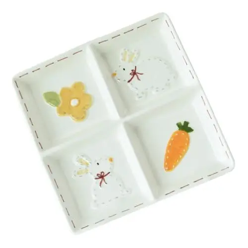 Produktbild: MAGICLULU Elegante Vierteilige Servierplatte Für Snacks Nüsse Und Früchte Aus Keramik