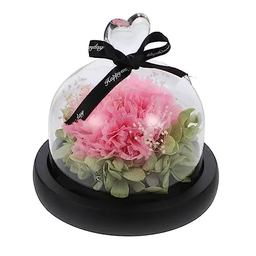 Produktbild: MAGICLULU Führte Licht Rosa Geschenke Rote Geschenke Schaltknauf Rotes Rosenlicht Schreibtischlampe Rosa Dekorativer Schreibtisch Nelken Tischlampe Nelke Geschenk Ewige Rote Rose Glas