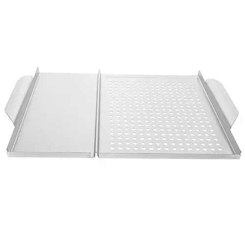 Produktbild: MAGICLULU Grillpfanne Aus Edelstahl Campingkocher Grill Für Camping Koreanischer Grill Bbq-grillpfanne Grillkorb Aus Metall Grillpfanne Für Backofen Grillwerkzeug Für Zu Hause Grillplatten