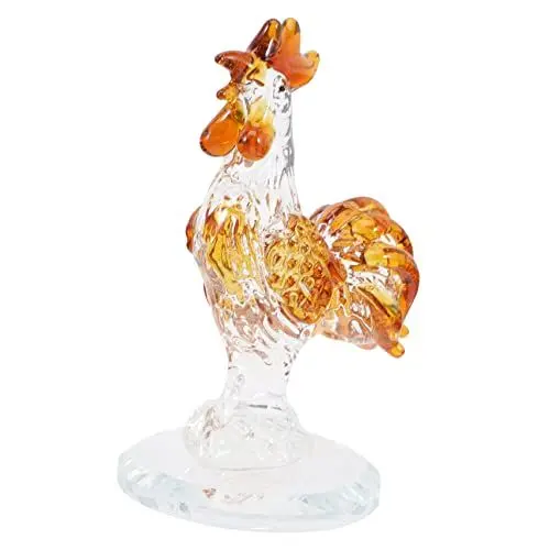 Produktbild: MAGICLULU Hahn-Ornament Glasfiguren Miniaturen Glas-hahn-statue Mini Handgeblasen Kristall-nutztier Miniatur-hühnchen-Ornamente Gläserne Nutztiere Kleiner Kristall Weißer Kristall Jesus