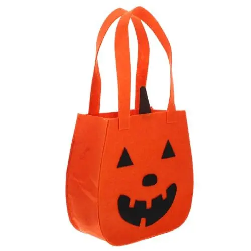 Produktbild: MAGICLULU Elegante Filz Halloween Leckerli Taschen Bulk Candy Kürbis Thema Wiederverwendbare Trick oder Leckerli Beutel