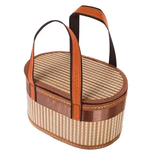 Produktbild: MAGICLULU Einkaufskörbe Handkorb Aus Ablagekörbe Kühlkorb Einkaufskorb Strandsessel Laundry Baskets Geflochtene Körbe Spielzeugkorb Rustikaler Obstbehälter Für Den Haushalt Stoff Coffee