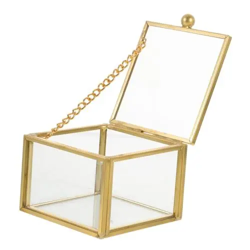Produktbild: MAGICLULU Kasten Schmuckkästchen Diy Mini-gartenbox Erinnerungsbox Lippenstift Fall Klare Schatzkiste Lippenstiftetui Aufbewahrungsbox Für Schmuckstücke Messing Glas Ausstellungsstand