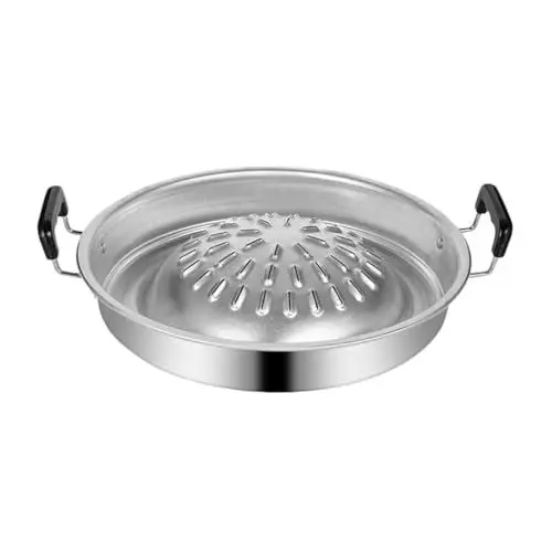 Produktbild: MAGICLULU Koreanische Grillpfanne Aus Edelstahl Antihaftbeschichtet Rauchfrei Rund Herdplatte Im Koreanischen Stil Für Outdoor-Indoor-Camping-Grill