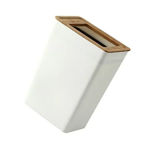 Produktbild: MAGICLULU Minimalistische Recyclingbehälter Aus Kunststoff Für Küche Und Bad Abfallbehälter Mit Holzdeckel Tragbarer Mülleimer Für Das Home Office