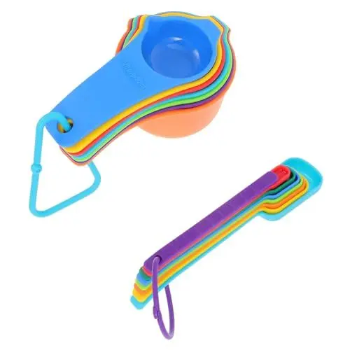 Produktbild: MAGICLULU 15-teiliges Buntes Messbecher-löffel-set Aus Kunststoff mit Abgestuftem Kochwerkzeug und Backlöffel für Die Küche