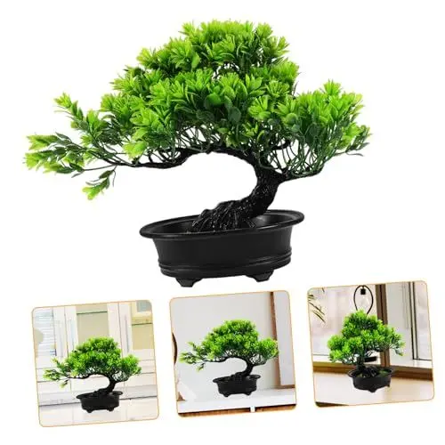 Produktbild: MAGICLULU Künstliche Topfpflanze Künstliche Bonsai-bäume Künstliche Pflanze Im Topf Topfpflanze Aus Kiefernholz Realistischer Bonsai-Baum Fake Bonsai Kleiner Schreibtisch Miniatur Plastik