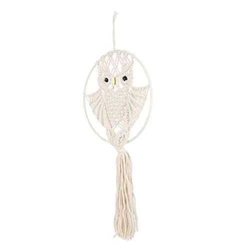 Produktbild: MAGICLULU Makramee Wandteppich Eule aus Baumwolle Boho Wandbehang mit Quasten Handgefertigte Wandkunst für Wohnzimmer Schlafzimmer Kinderzimmer