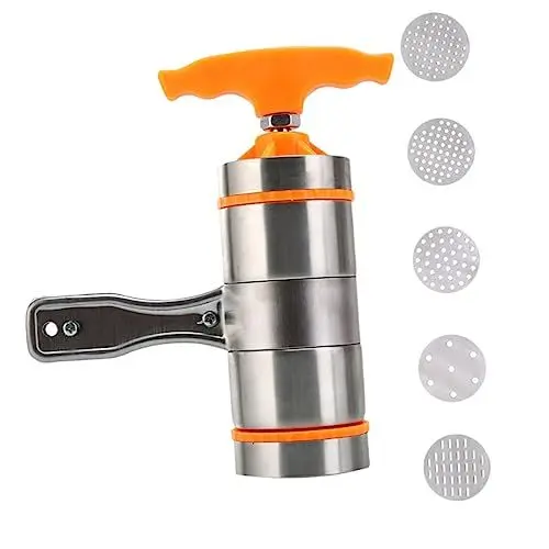 Produktbild: MAGICLULU Manuelle Nudelmaschine Nudelpresse Aus Edelstahl Für Die Küche Nudelmaschine Mit 5 Formen Orange Benutzerfreundlich