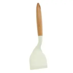 Produktbild: MAGICLULU Pfannenwender aus Silikon Pfannkuchenwender wender küchenhelfer Spachtel-Set küchenmaschiene kochgeschirr Verbrühungsschutz Antihaftpfanne Spatel Kochutensilien Steak Holz Weiß