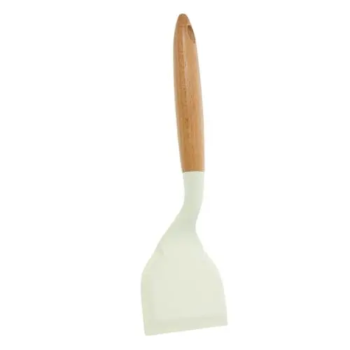 Produktbild: MAGICLULU Pfannenwender aus Silikon Pfannkuchenwender wender küchenhelfer Spachtel-Set küchenmaschiene kochgeschirr Verbrühungsschutz Antihaftpfanne Spatel Kochutensilien Steak Holz Weiß