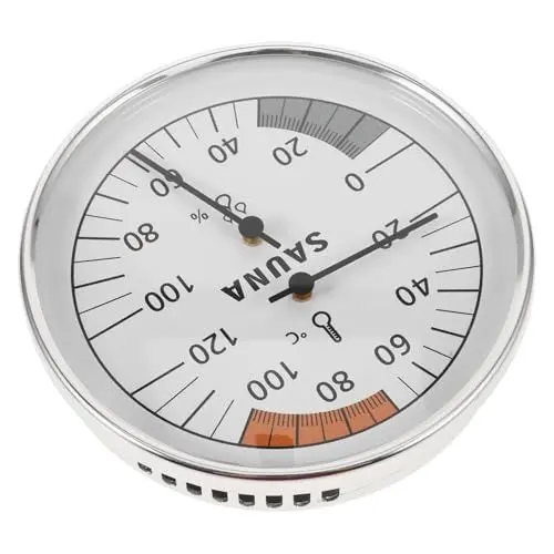Produktbild: MAGICLULU Praktischer Sauna-hygrothermograph Wandmontage Feuchtigkeitsmessgerät Saunazimmer-Thermometer Küchenhelfer Aus Edelstahl