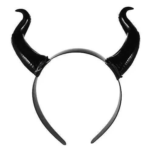 Produktbild: MAGICLULU Schwarzes Hörner-Stirnband Halloween-Ochsenhorn-Kopfbedeckung Teufelshörner Haarreifen Kopfbedeckung Für Halloween-Teufel-Kostümzubehör Anzieh-Partyzubehör