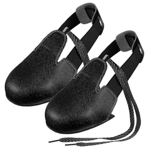 Produktbild: MAGICLULU Sicherheitsschuhüberzüge Mit Stahlkappe Universelle Überschuhe Aus Leder Mit Stahlkappe Anti-Smash-Abdeckung Mit Verstellbarem Riemen rutschfest Unisex Für Den Industriellen