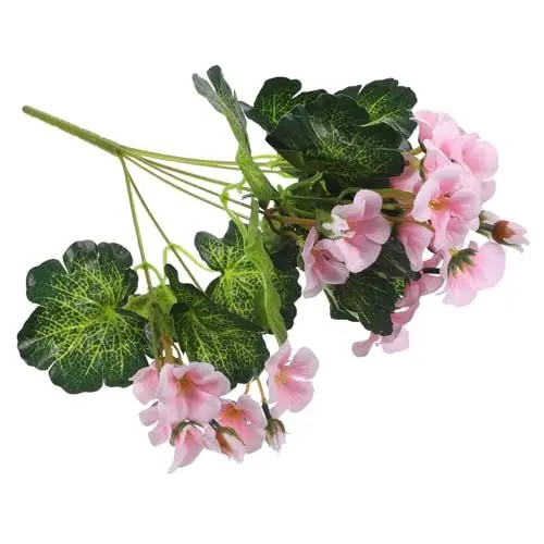 Produktbild: MAGICLULU Simulierter Begonienstrauß gefälschter Blumen Zweigstiel Zimmerpflanzen künstliche Blumen gefälschte simulierte Blumendekore Hochzeit Anlage blühender Strauch Geranie Braut