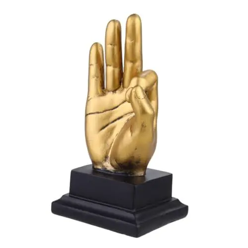 Produktbild: MAGICLULU Skulptur Im Amerikanischen Stil Antike Erfolgsgesten-skulptur Aus Hochwertigem Harz Goldenes Ok-Signal-Ornament Für Wohnzimmer