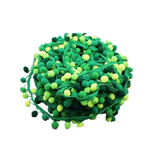 Produktbild: MAGICLULU Spitzenband Pom Pom Fransen 4. 5 5-Farbiges Farbverlaufs-Plüsch-Pom-Band Gemischte Mini-Pom-Pom-Bordüre Zum Selbernähen Für Partydekoration (Grün) Pom Pom Fransenbesatz Pompom Borte