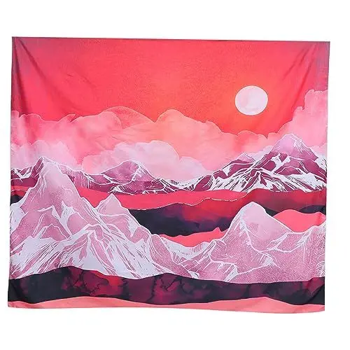 Produktbild: MAGICLULU Sunset Printed Tapestry Wandbehang Für Kreative Raumgestaltung Scenery Tapestry Für Wohnzimmer Schlafzimmer Und Büro Stilvolle Wanddekoration Rot