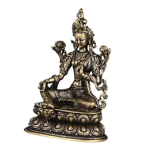 Produktbild: MAGICLULU Tara Buddha Statue Messing Skulptur Dekoration Home Office Figur Buddha Messing Skulptur Tara Statue