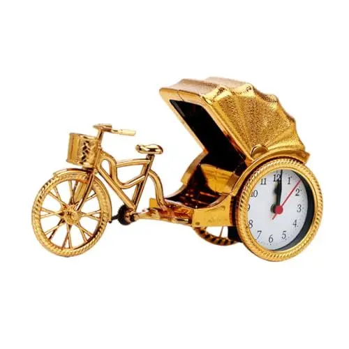 Produktbild: MAGICLULU Uhr Schlafzimmer standuhr Große Zahlen Uhr Gold Watch Retro Uhr leuchtwecker Alarm Clock Schreibtischwecker Rikscha-förmiger Wecker Retro-Uhr zum Dekorieren Jahrgang Tischuhr