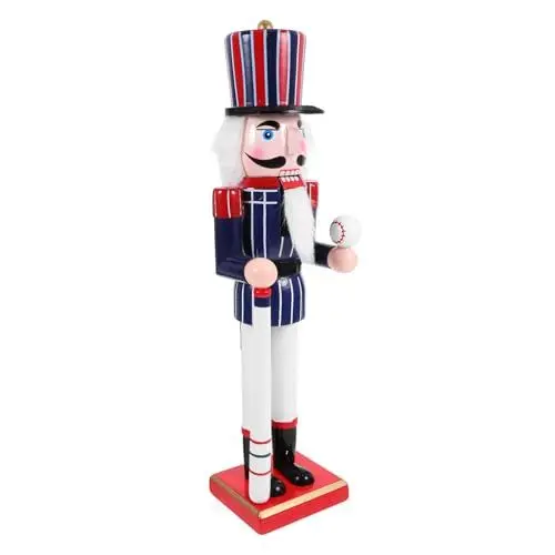 Produktbild: MAGICLULU Weihnachts-Nussknacker-Figuren Soldat Marionette Tischdekoration Weihnachts-Nussknacker Aus Holz Baseball-Nussknacker-Statue Dekorative Tischfigur 38 1 cm