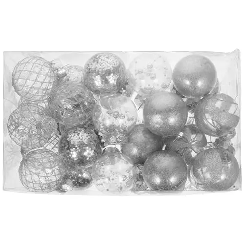 Produktbild: MAGICLULU -Ornamente Bruchsicher 30 Pailletten-Glitzer-Weihnachtsbaumkugeln 5 1 cm Für Hängende Weihnachtsdekoration Silber